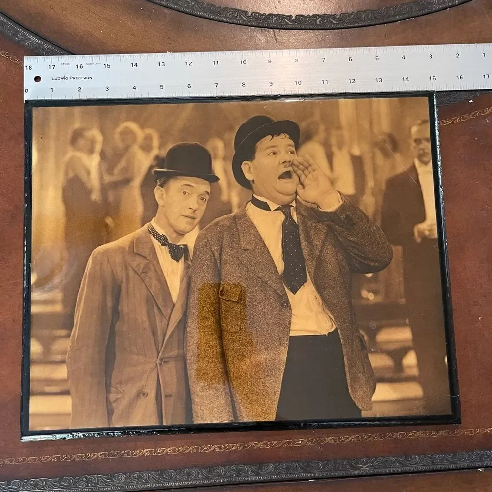 VINTAGE LAUREL & Hardy Framed Laquered Photo